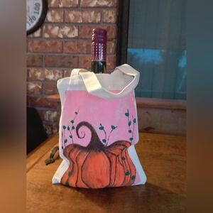 Canvas Tote Bag with Pumpkin Design 8x9